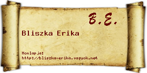 Bliszka Erika névjegykártya